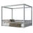 Full Size Canopy Frame Rubber Wood Floor Bed With Fence,Guardrails,Grey
