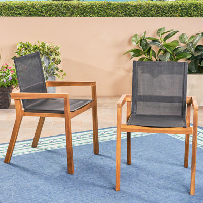 2 chaises d'extérieur en maille: bois avec une finition similaire pour les chaises de salle à manger de 2: effet élégant et siège