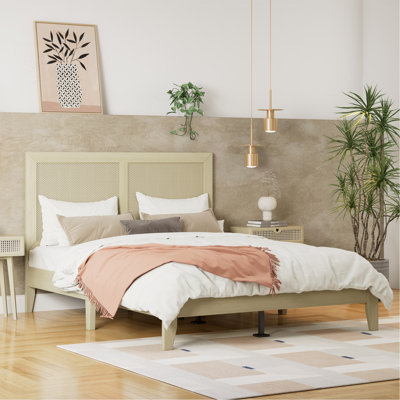 Platform Bed With Rattan