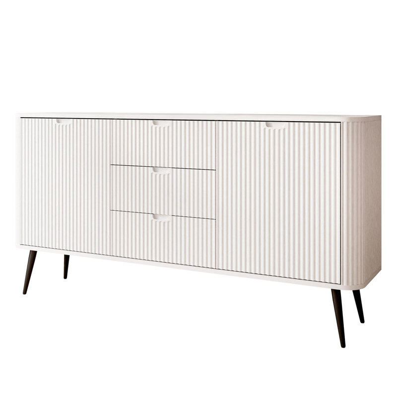 Mandloi Sideboard with 3 Drawers and 2 doors, White