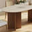 Modern 71" Retangular Dining Table for 6, Solid Wood Legs, Stone Table-top