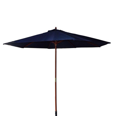 Parasol de marché extérieur 8 pi bleu marine et brun