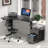 Rolling Mobile File Cabinet with 2 Drawers & Open Shelf, Mobility, 1 File Cabinet Drawer & 1 Lockable Drawer, Gray