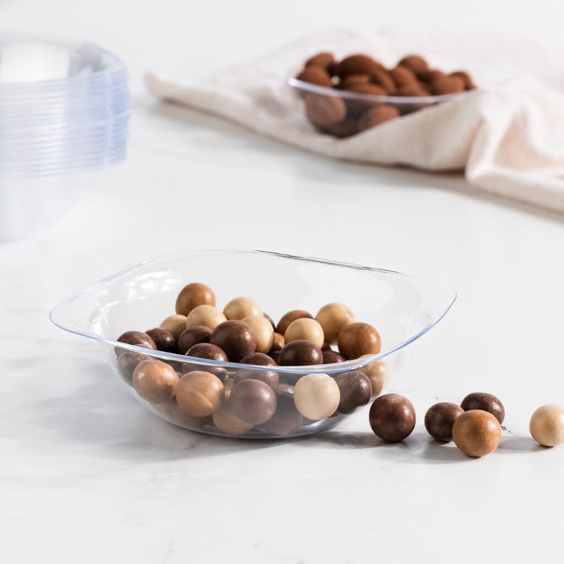 Bol à dessert carré en plastique transparent 6 oz EcoQuality 120 invités, Ensemble de 100