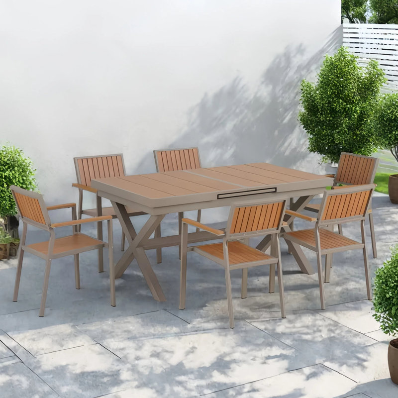 Ensemble de salle à manger extensible pour 6 personnes, Brun / brun clair