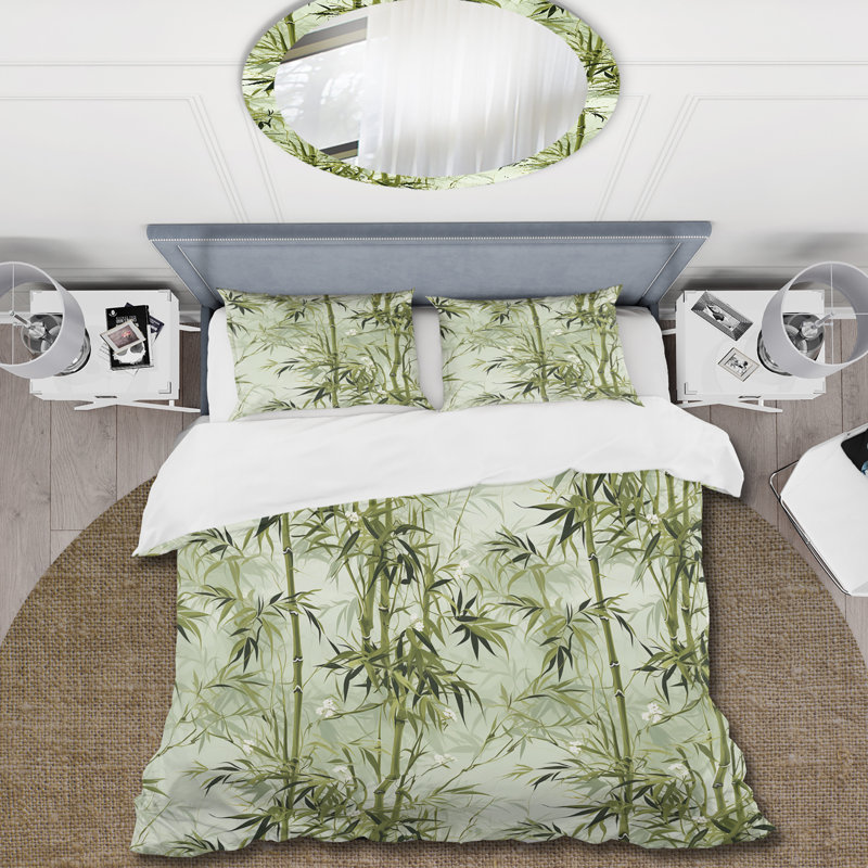 Ensemble de housse de couette Bamboo Zen Tropical, Housse de couette pour grand lit et 2 taies décor