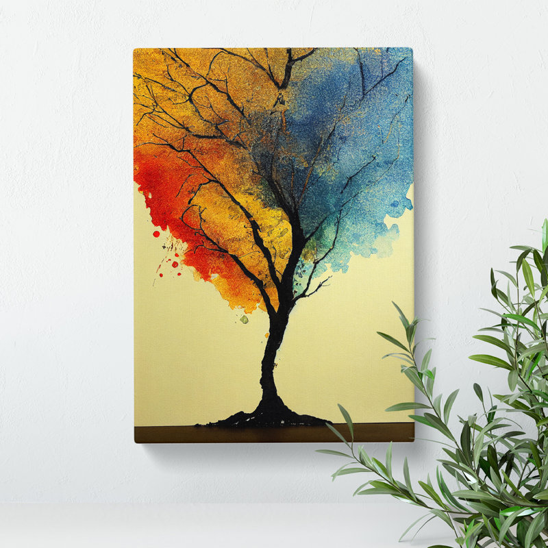 Watercolour Tree No.1 - Wrapped Canvas Painting, 50cm H x 35cm W x 3cm D