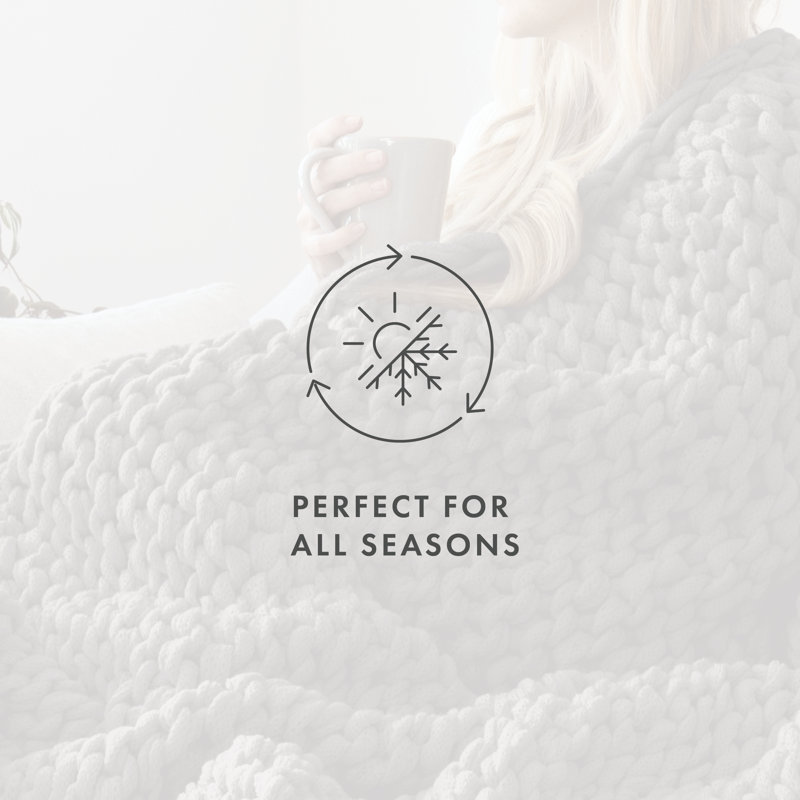 Luxurious Gray Chunky Knit 47'' x 59'' Acrylic Throw Blanket
