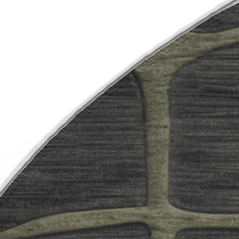 Tapis gris abstrait intérieur et extérieur, Rond 5 pi