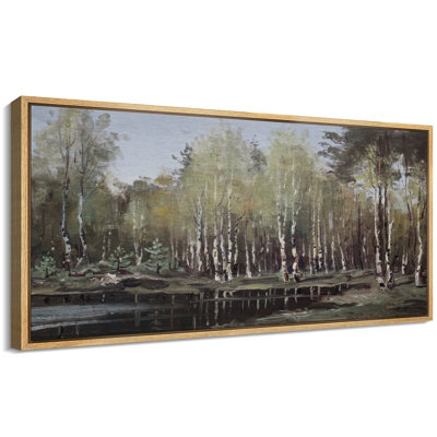 Impressionniste, forêt de bouleaux, paysage de lac, nature boisée tranquille, décoration murale pour salon, reproduction d'art sur toile encadrée