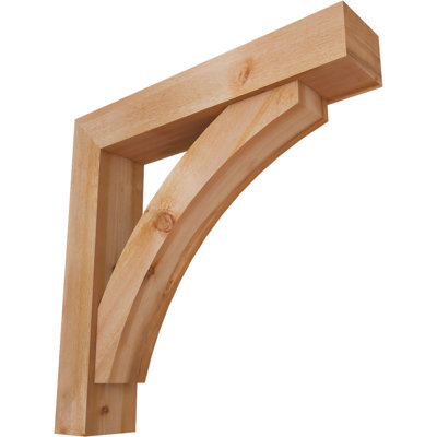 8"W x 42"D x 42"H Thorton Block Rough Sawn Bracket w/ Offset Brace, Western Red Cedar