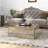 Wierd 35”W Antique-Mirrored Block Coffee Table Gold Metal Frame
