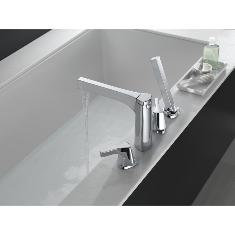 Zura Double Handle Deck Mounted Roman Tub Faucet Trim with Handshower