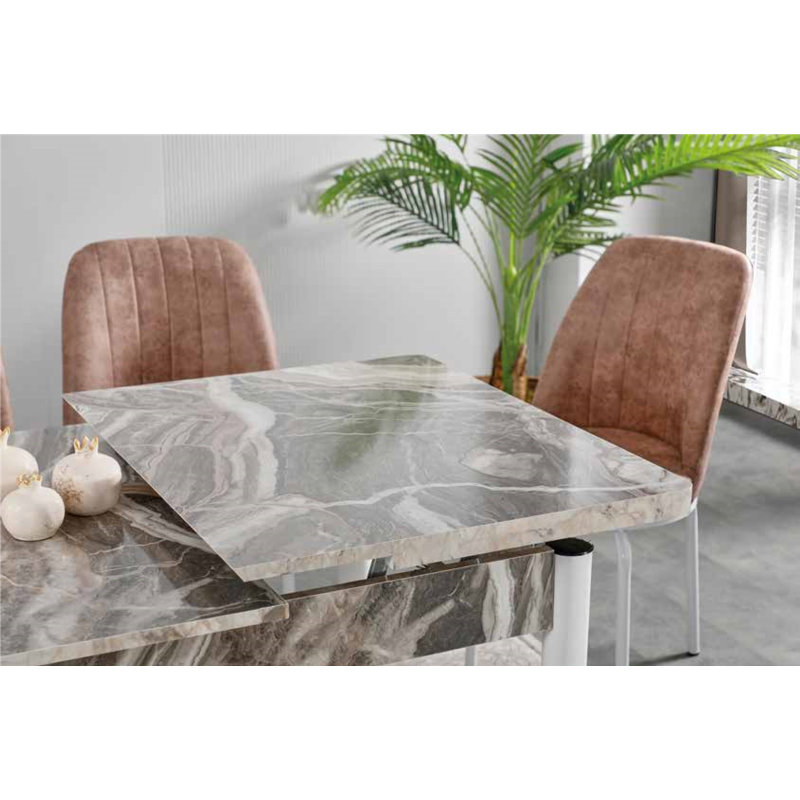 Nonka Extendable Wood Dining Set with 4 Chairs