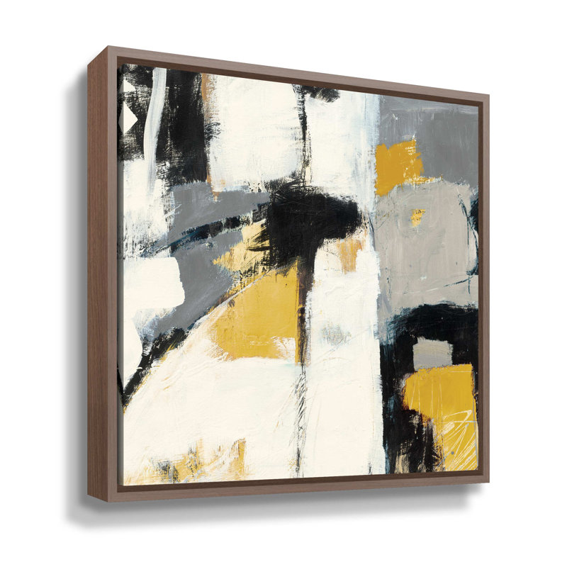 Yellow Catalina I - reproduction d'art sur toile, H 36 po x l 36 po x P 2 po, Cadre flottant en noyer