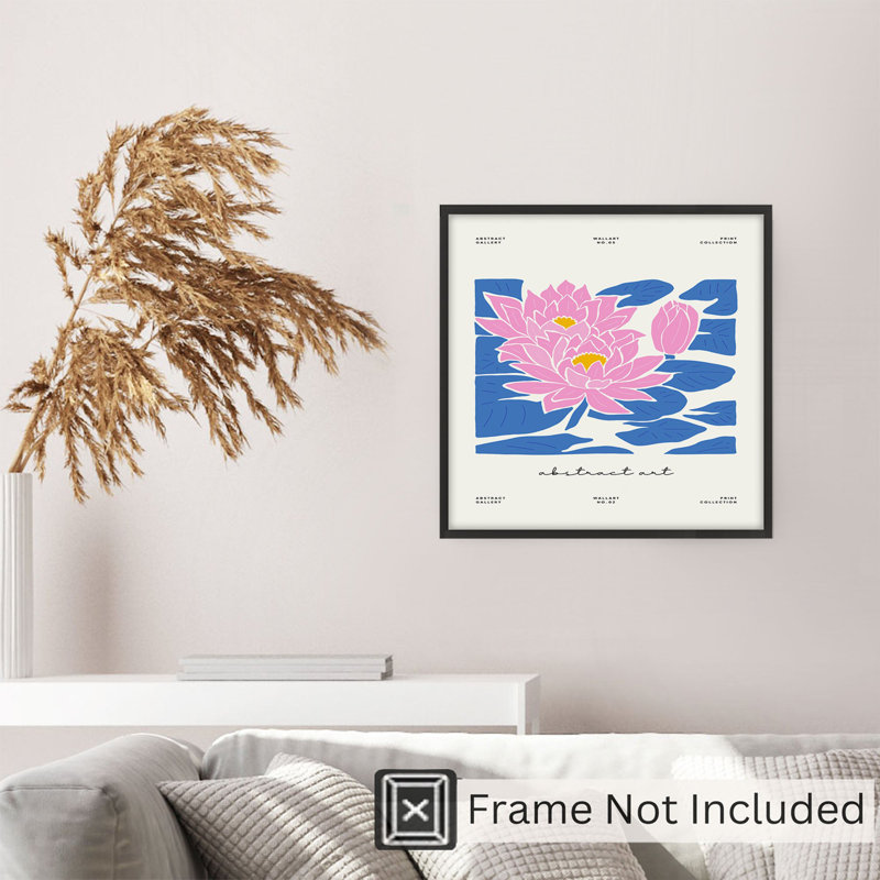 Impression florale de magnolias roses, H 28 po x l 28 po