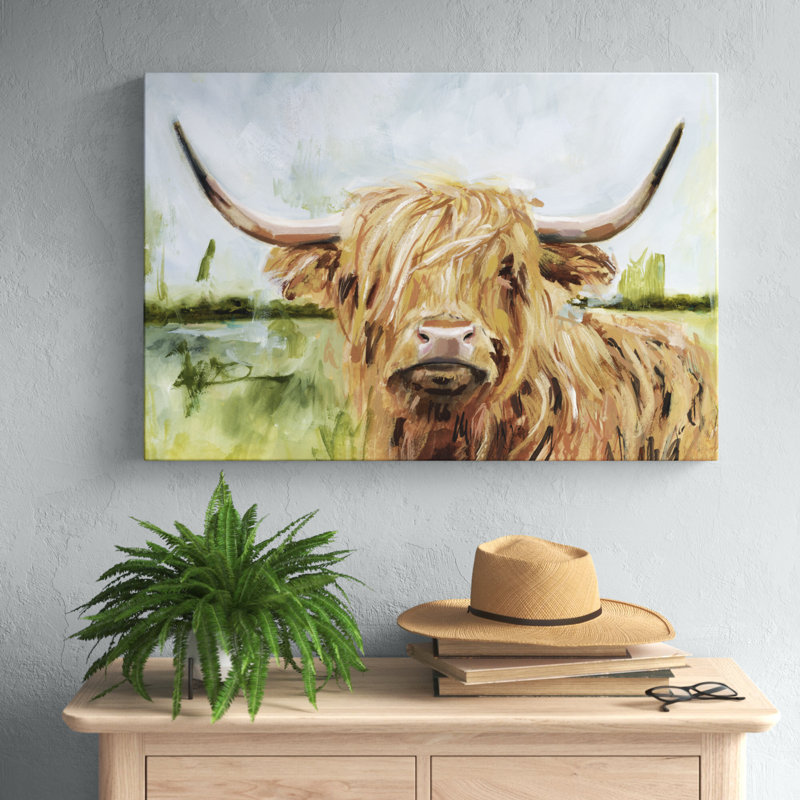 Highland Grazer I by Victoria Borges- Wrapped Canvas Painting Print, 51cm H x 76cm W, Wrapped Canvas