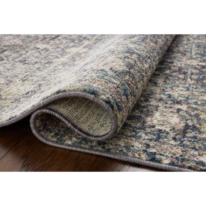 Midnight Blue Rectangular Synthetic Area Rug, 3'-7" x 5'-7"