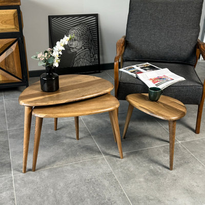 Solid Walnut Nesting Table Set of 3 – Mid-Century Modern