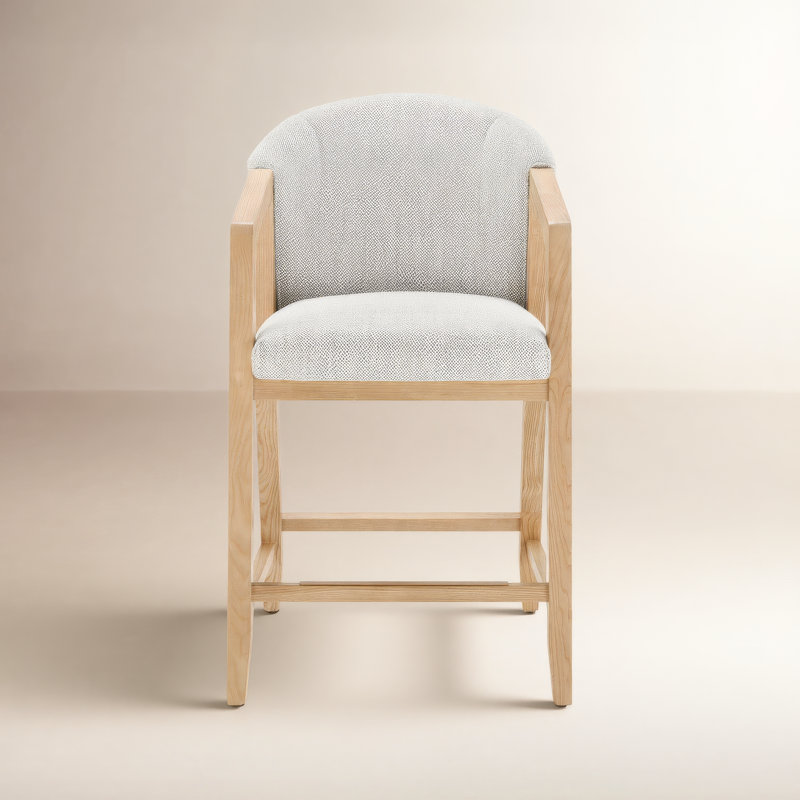 Degraw Daina Exposed Wood Barstool, Prestige Ivory/Basketweave