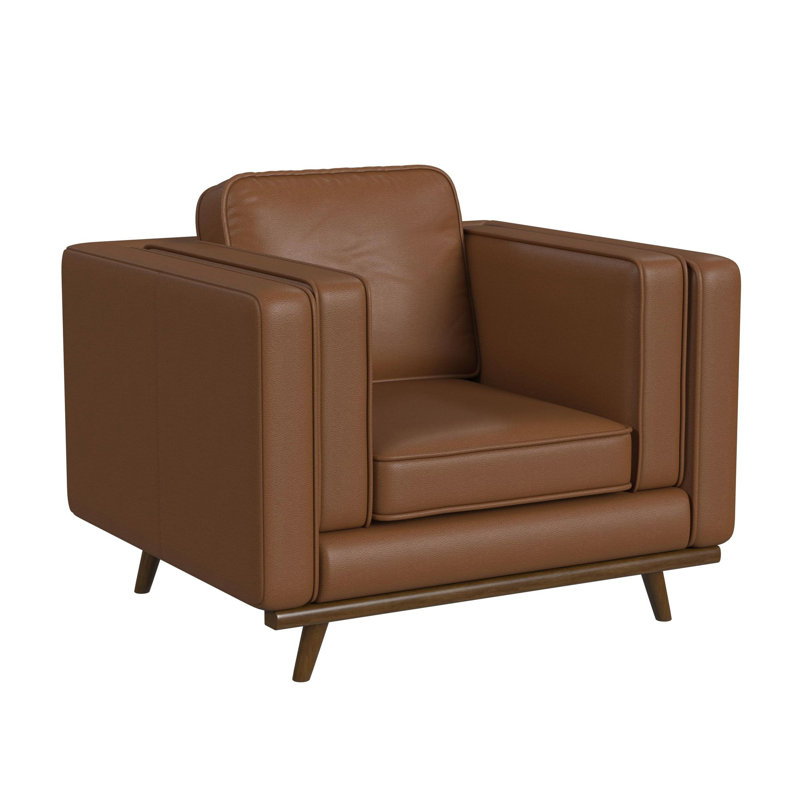 Chaise Darr dans Palmer Sky avec façade en bois au fini cerisier, Tanné