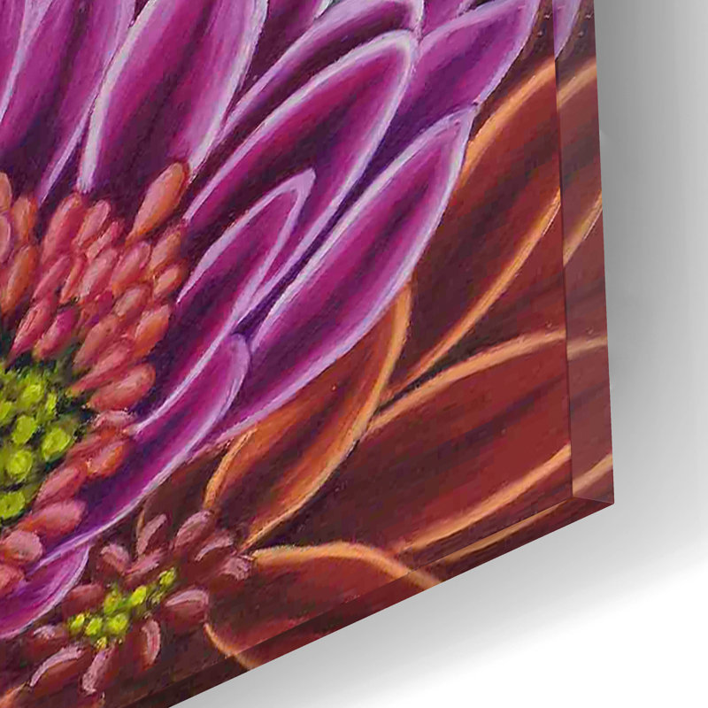 Art mural en verre Winston Porter «Gerbera Mostly Magenta» par Andrea Strongwater, H 12 po x l 16 po x P 0,13 po