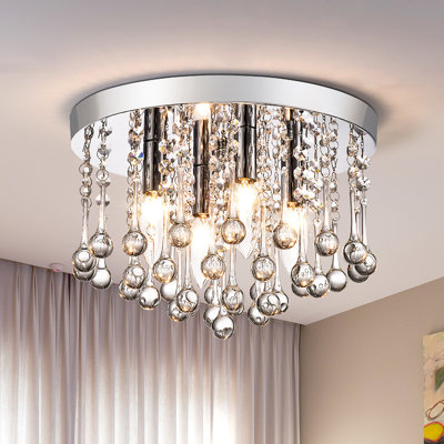 Theodora 4 - Light 11.8'' Crystal Chandelier Drum Flush Mount