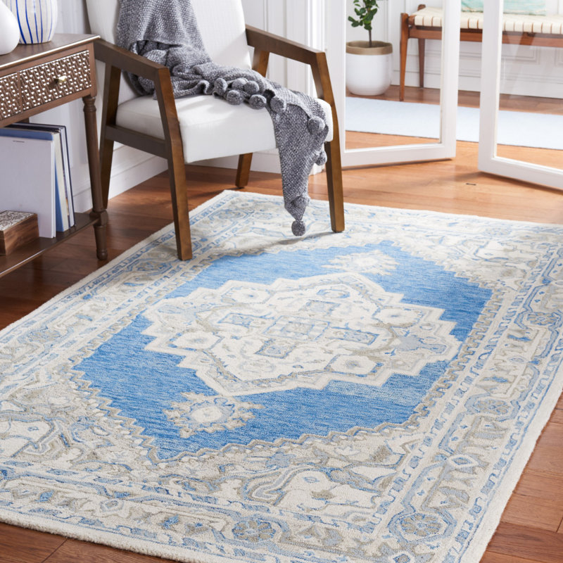 Tapis bleu marine / ivoire Metro 615, Rectangle 6 pi x 9 pi