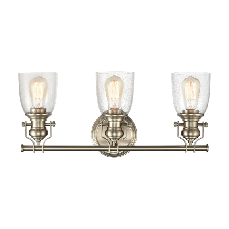 Éclairage pour salle de bain 3 lumières Chadwick - nickel satiné de 23 po de largeur, H 10 po x l 23 po x P 7 po