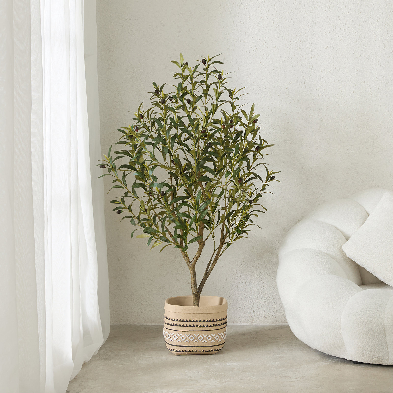 Adcock 72" Olive Tree in Pot, 48" H x 5.10" W x 20" D