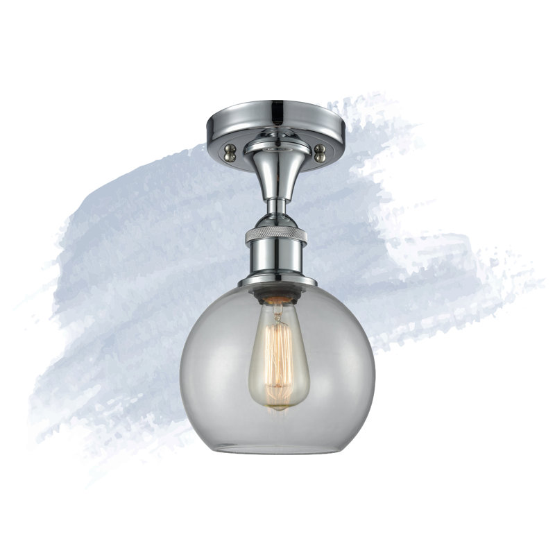 Plafonnier semi-encastré 8 lumières Baptista, Chrome poli, Transparent, 12'' H X 8'' W X 8'' D
