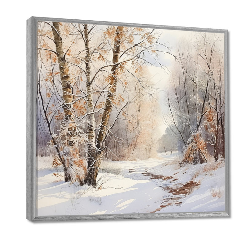 «Trees Charm In Winter - Tree», art mural sur toile, H 16 po x l 16 po x P 1 po, Encadrement argenté