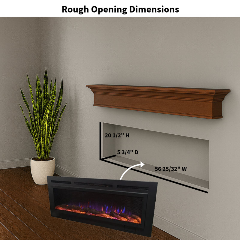 Foyer électrique encastré ou mural Sideline, H 21,375 po x l 60 po x P 5,5 po