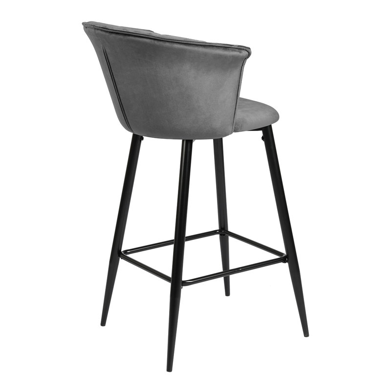 Fleming Upholstered Counter Stool with Metal Frame, Grey