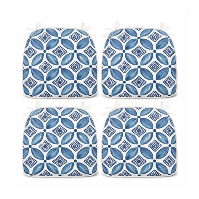 Ensemble de 2 coussins de chaise d'extérieur - Coussins de siège hydrofuges avec attaches pour meubles de jardin, de salle à manger et de terrasse