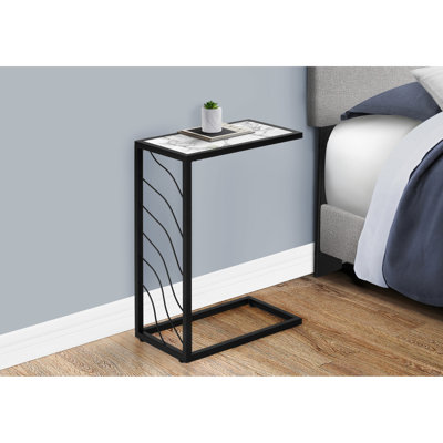 Table à collation moderne avec plateau rectangulaire en stratifié blanc et base en métal noir pour le salon Chambre à coucher contemporaine