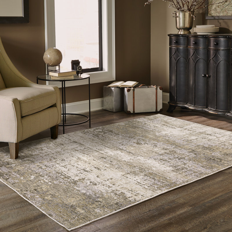 Tapis beige à motif abstrait Gwern, Rectangle 6 pi 7 po x 9 pi 6 po