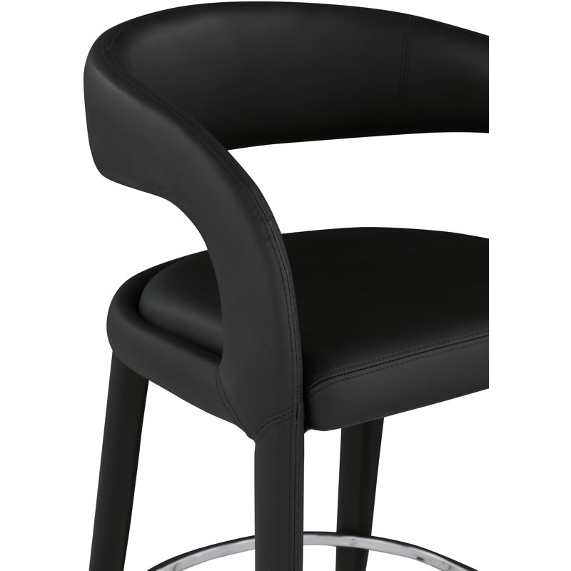 Arthur-William Faux Leather Counter Stool, Black Vegan Leather