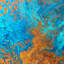 Tapis bleu / orange abstrait tissé à la machine-1348182605