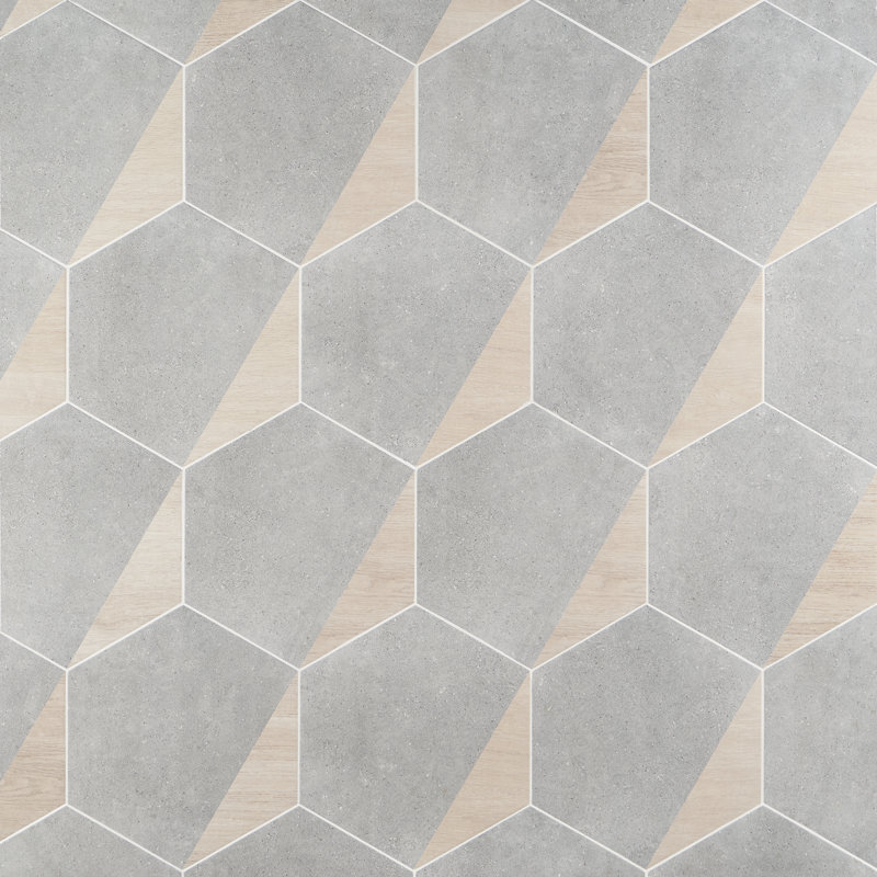 Arbor Hex 13" x 14.5" Porcelain Wood Look Wall & Floor Tile (10.51 Sq. Ft. / Case), Gray