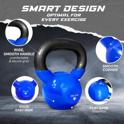 Kettlebell, 5-100 Lb Vinyl Coated Cast Iron Strength Training Kettlebells For Home Gym, Full Body Workout, Push Ups, And Grip Strength
