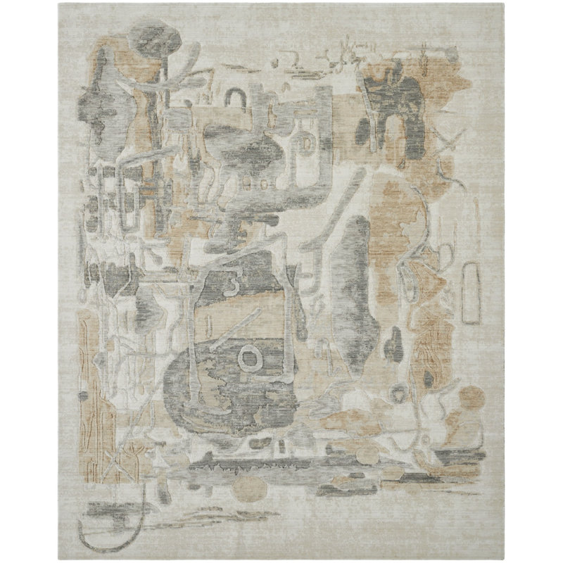 Hargun Wool Handcrafted Area Rug, Rectangle 7'6" x 9'6"