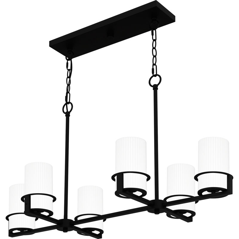Fosco 6 - Light Dimmable Kitchen Island Square / Rectangle Chandelier, Matte Black