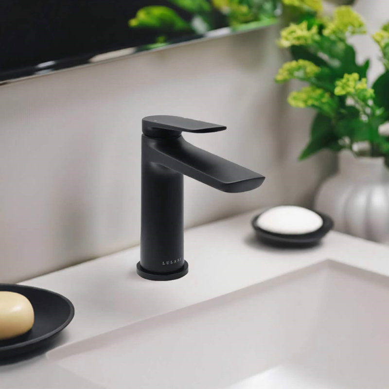 Single-Hole Single-handle Bathroom Faucet with Drain Assembly, Matte Black