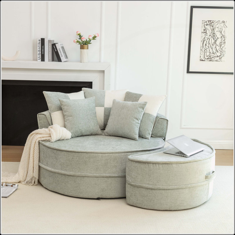 Fauteuil demi-tonneau d'appoint surdimensionné avec 5 coussins, Vert