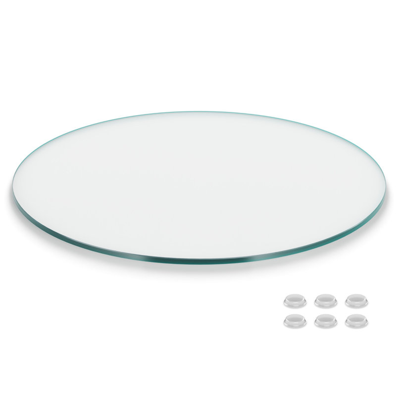Plateau de table rond en verre trempé, H 0,38 po x l 36 po x P 36 po