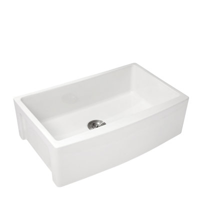 Évier de cuisine de ferme en porcelaine en céramique de 30 pouces, façade à tablier arqué à simple cuve blanche | Idée de cadeau