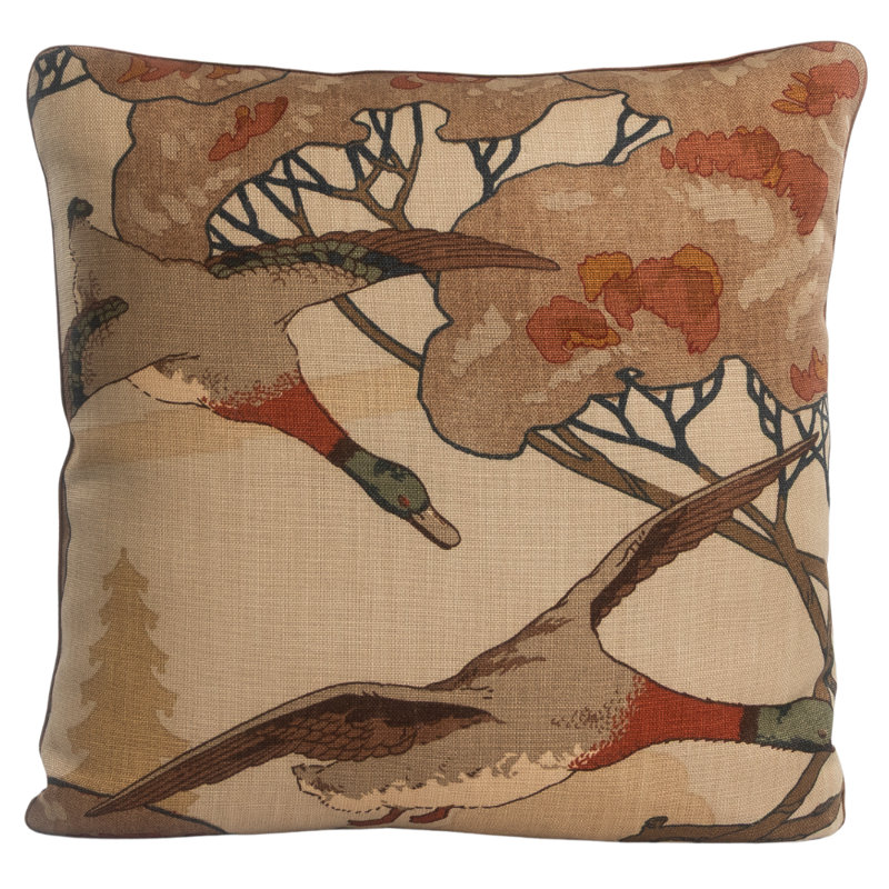 Flying Ducks with Silk Welt Accent Pillow