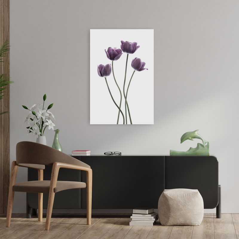 Tulipes mauves, art contemporain de tulipes, H 36 po x l 24 po
