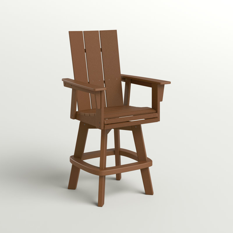 Modern Curveback Adirondack Swivel Bar Chair, Teak